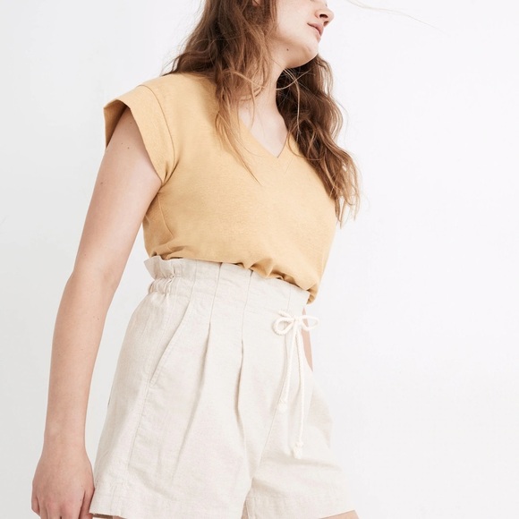 New Madewell Drawstring Pull-On Paperbag Shorts - Picture 2 of 11